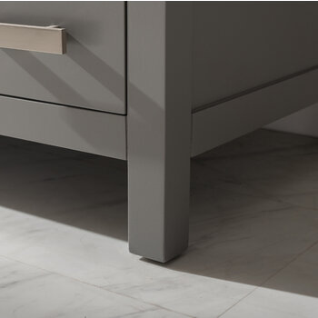 Design Element Valentino 84'' Double Sink Vanity in Gray with White Quartz Countertop, Leg View
