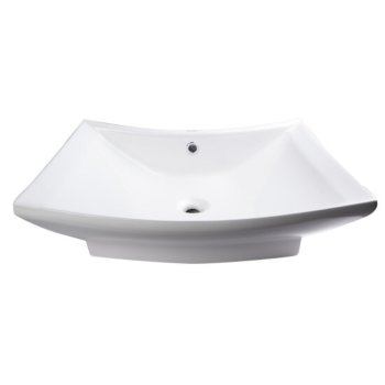 EAGO 28" Rectangular Porcelain Bathroom Vessel Sink with Single Hole in White, 28-3/8" W x 19-5/8" D x 6-1/4" H