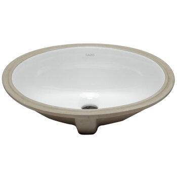 EAGO Ceramic Undermount Oval Bathroom Sink in White, 17-3/4'' W x 15'' D x 7-1/4'' H, 18'' x 15'' Oval Bathroom Sink, Product Front View