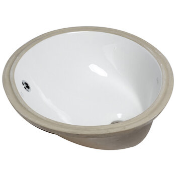 EAGO Ceramic Undermount Oval Bathroom Sink in White, 17-3/4'' W x 15'' D x 7-1/4'' H, 18'' x 15'' Oval Bathroom Sink, Product Side View