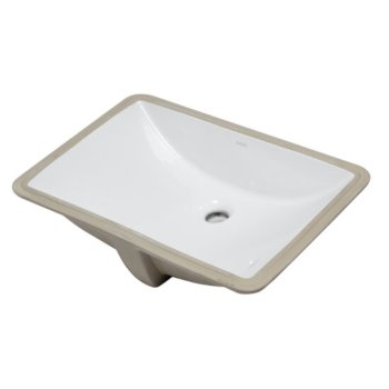 EAGO Ceramic 22" x 15" Undermount Rectangular Bathroom Sink in White, 22" W x 15" D x 7-1/8" H