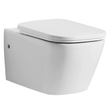 EAGO Modern Ceramic Wall Mounted Toilet in White, 14-1/8" W x 22" D x 13-3/4" H
