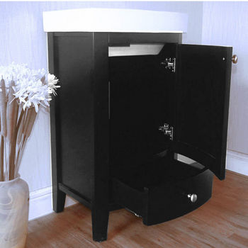 Empire Arch 21" Semi-Round Black Vanity with Two Doors And One Drawer, 18-1/3''W x 15-3/5''D x 32''H