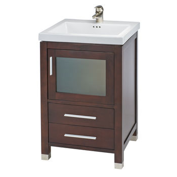 Empire 21" Chelsea One Door With Frosted Glass and Two Bottom Drawers Vanity For Tribeca Sink, Dark Cherry or White