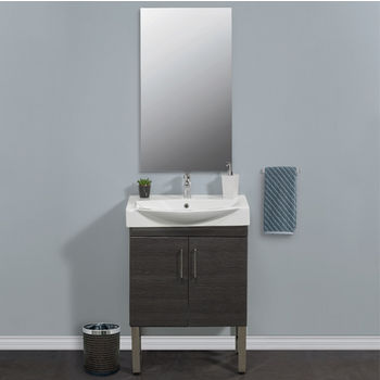 Empire Industries Daytona 2 Doors Bathroom Vanity for 26" Ipanema Ceramic Sink Top in GreyLine Gloss with Polished or Satin Leg Frame and Hardware