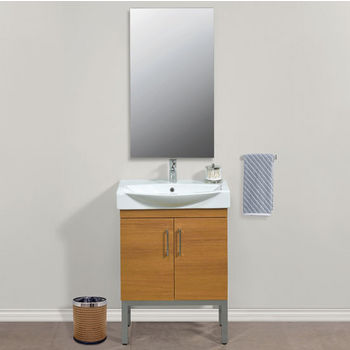 Empire Industries Daytona 2 Doors Bathroom Vanity for 26" Ipanema Ceramic Sink Top in Golden Wheat with Polished or Satin Leg Frame and Hardware