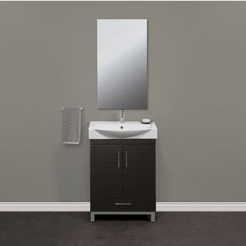 Empire Industries Daytona 2 Doors and 1 Bottom Drawer Bathroom Vanity for 26" Ipanema Ceramic Sink Top in Blackwood with Polished or Satin Leg Frame and Hardware