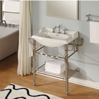 Empire-Empire 31" Metal Bathroom Vanity Console with Satin Nickel Finish