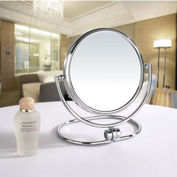 Empire Table Top Round 360° Swivel Cosmetic Mirror 5-1/2" Diameter, 5X Magnification in Polished Chrome