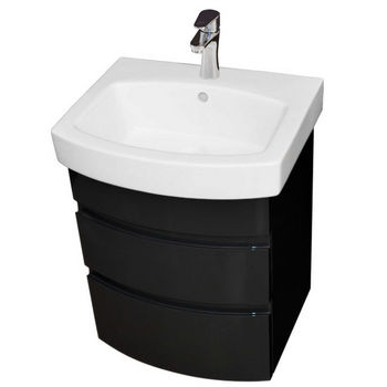 Empire Industries Royale Collection 21" Wall Hung 2 Drawers Bathroom Vanity, Base Only in Black Lacquer, 18-7/64" W x 15-3/5" D x 21-1/2" H