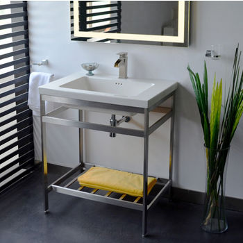 Empire Industries New South Beach Vanity Console in Satin or Polished Stainless Steel for 25X22 or 31X22 Tops