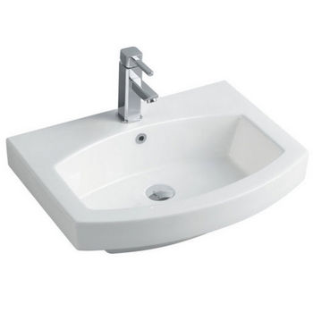 Empire Royale 24" Single Hole Round Front White Ceramic Sink, 24''W x 18-1/2''D x 7''H