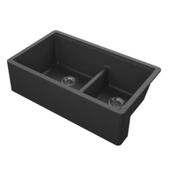 Empire Industries Titan 33" Granite Composite Farmhouse Double Bowl Kitchen Sink in Black, 33-1/2" W x 19-1/4" D x 10" H