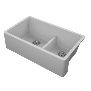 Titan 33 Granite Composite Farmhouse Double Bowl Kitchen Sink In Black Grey Tan Or White Finish By Empire Industries Kitchensource Com