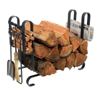Large Modern Log Rack with 3-Piece Tool Set