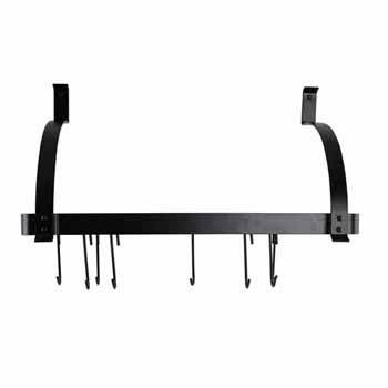Enclume Rack It Up, Import Collection Solid Frame Bookshelf with 8 Hooks Wall Rack in Black, 24''W x 9-1/4''D x 12-1/4''H