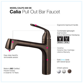 Houzer Calia Pull Out Kitchen Bar Faucet Features
