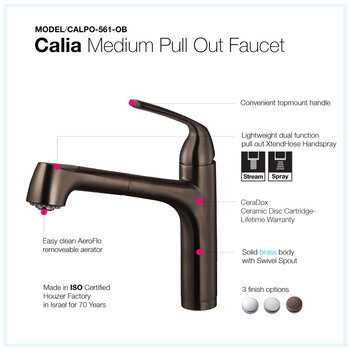 Houzer Calia Medium Pull Out Kitchen Faucet Features