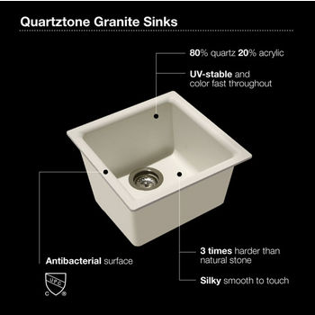 Houzer E-100 Sand Quartztone Series Granite Dual Mount Bar/Prep Sink Biscuit