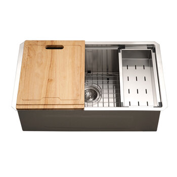 Houzer Novus Stainless Steel 10mm Radius Undermount Single Bowl Workstation Kitchen Sink with Accessories, 30'' Product View
