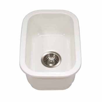 Houzer Platus Series Fireclay Undermount Rectangular Bar Sink, White Finish, 12-1/4''W x 18-1/8''D x 6-5/16''H