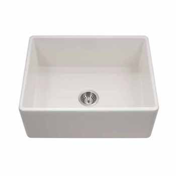 Houzer Platus Series Fireclay Apron Front or Undermount Single Bowl Kitchen Sink, Biscuit Finish, 26''W x 20''D x 9-1/4''H