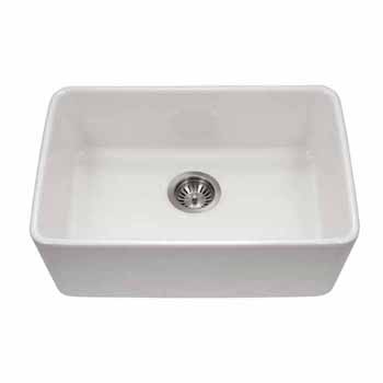 Houzer Platus Series Fireclay Undermount Single Bowl Sink, White Finish, 23-7/16''W x 16-1/8''D x 7-1/4''H