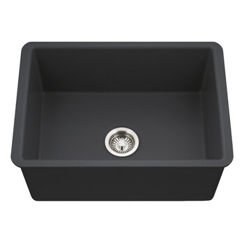 Houzer Platus 26'' Fireclay Undermount Single Bowl Kitchen Sink, Black Product View