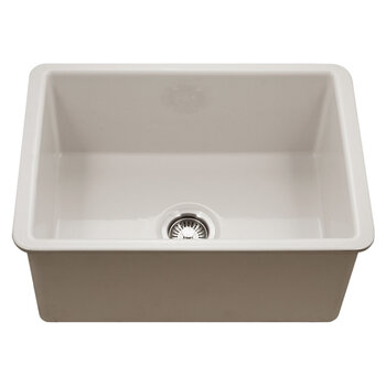 Houzer Platus 26'' Fireclay Undermount Single Bowl Kitchen Sink, Biscuit Product View