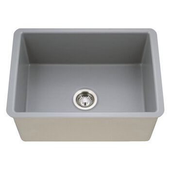 Houzer Platus 26'' Fireclay Undermount Single Bowl Kitchen Sink, Gray Product View