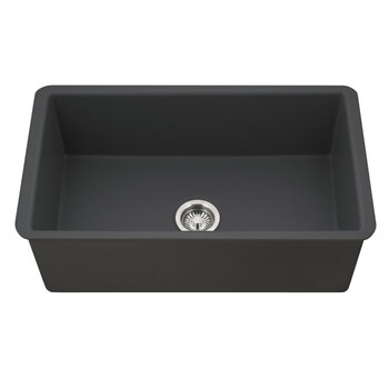 Houzer Platus 32'' Fireclay Undermount Single Bowl Kitchen Sink, Black Product View