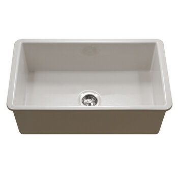 Houzer Platus 32'' Fireclay Undermount Single Bowl Kitchen Sink, Biscuit Product View