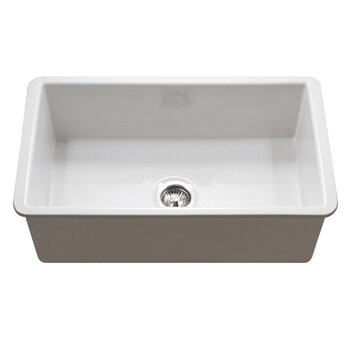 Houzer Platus 32'' Fireclay Undermount Single Bowl Kitchen Sink, White Product View