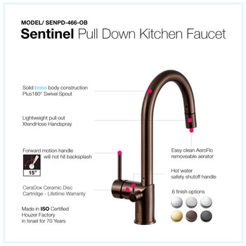 Houzer Sentinel Pull Out Kitchen Faucet Features