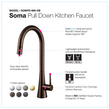 Houzer Soma Pull Out Kitchen Faucet Features