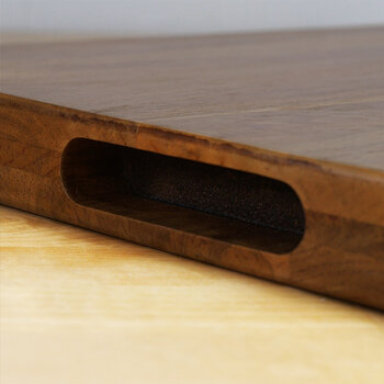 Federal Brace Teak Cutting Board with Handle Grips, Close Up Grip View