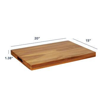 Federal Brace Teak Cutting Board with Handle Grips, Dimensions