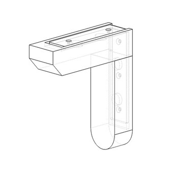 Federal Brace Magnetic Click Corbel in Maple, Carry Capacity: 375 lbs, Es Vedra Drawing Right View