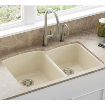 Ellipse Offset Double Bowl Undermount Kitchen Sink Made Of