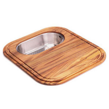 Franke EuroPro Solid Wood Cutting Board with Polished Stainless Steel Colander
