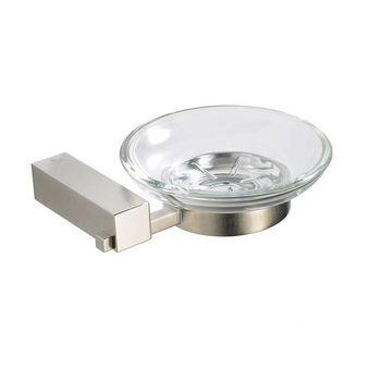 Fresca Ottimo Wall Mounted Soap Dish in Brushed Nickel, Dimensions: 5-3/8" W x 4-7/8" D x 1-1/2" H