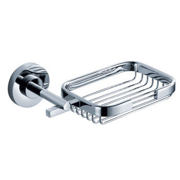 Fresca Alzato Wall Mounted Soap Basket in Chrome, Dimensions: 6-1/2" W x 4-1/4" D x 2" H
