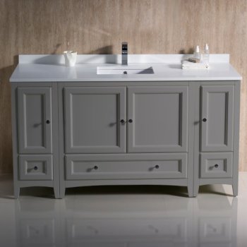 60" Gray Vanity Cabinets w/ Top & Sink