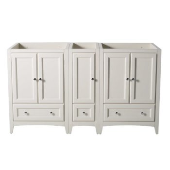 Fresca Oxford 60" Antique White Traditional Double Sink Vanity Base Cabinets, 59-1/4" W x 20" D x 34" H