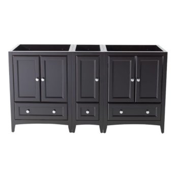 Fresca Oxford 60" Espresso Traditional Double Sink Vanity Base Cabinets, 59-1/4" W x 20" D x 34" H