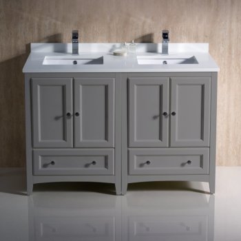 48" Gray Double Sink Vanity Cabinets w/ Top & Sinks