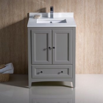 24" Gray Vanity Cabinet w/ Top & Sinks