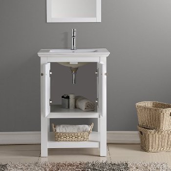 24" White Vanity Opened Front View