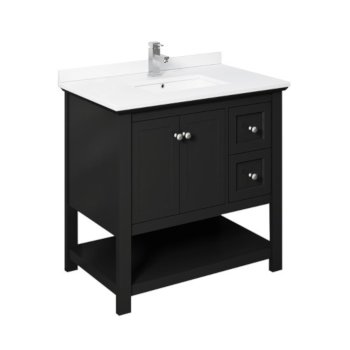 36" Black Vanity w/ Top & Sink Product Angle View
