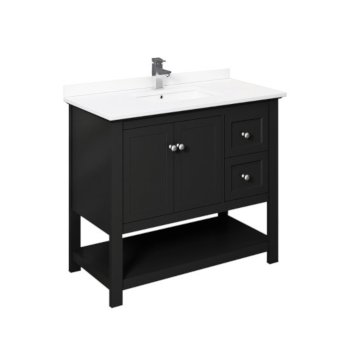 42" Black Vanity w/ Top & Sink Product Angle View